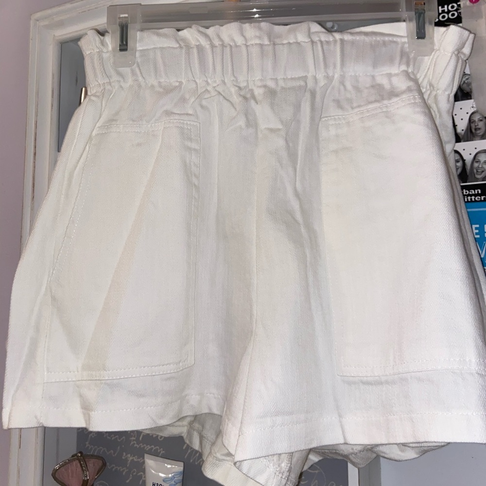 Princess Polly white linen shorts